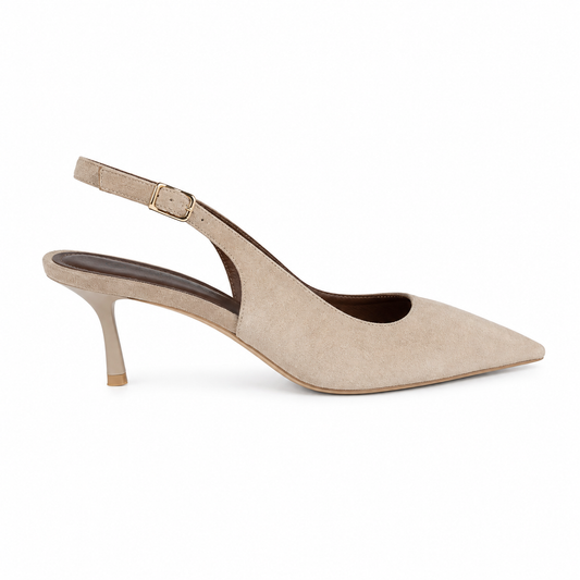Slingback effetto scamosciato con tacco