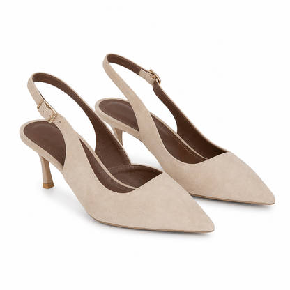 Slingback effetto scamosciato con tacco