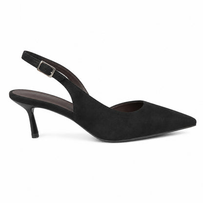 Slingback effetto scamosciato con tacco