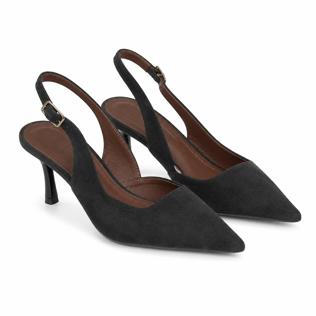 Slingback effetto scamosciato con tacco
