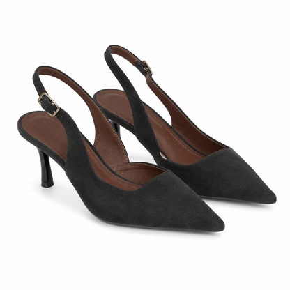 Slingback effetto scamosciato con tacco