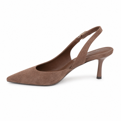 Slingback effetto scamosciato con tacco
