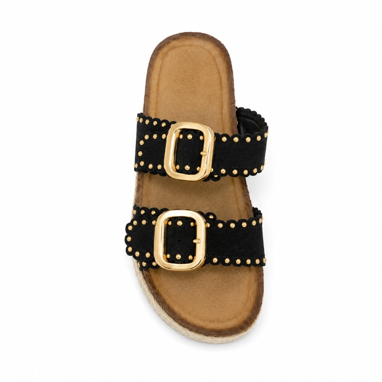 Ciabatta Donna con Borchie e Doppia Fibbia – Beige, Marrone e Nero