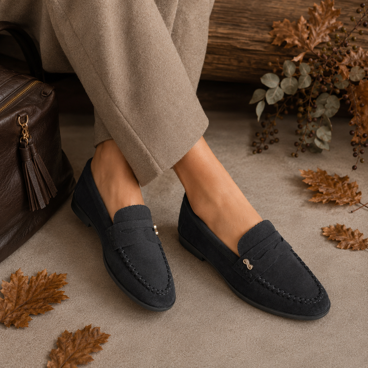 College-Loafer in Velourslederoptik