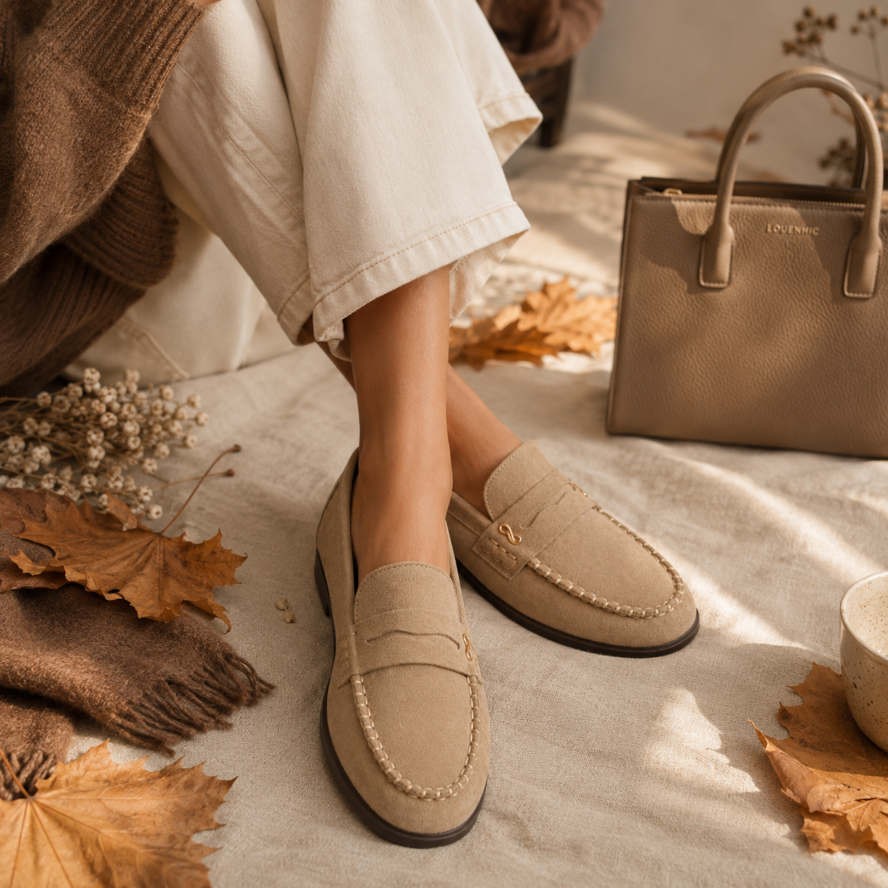 College-Loafer in Velourslederoptik