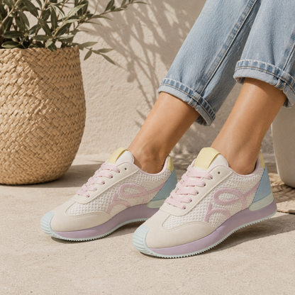 Sneakers Donna in Mesh con Dettagli Pastello