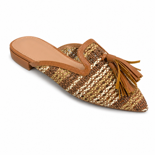 Sabot Donna Intrecciato con Nappine Decorativa