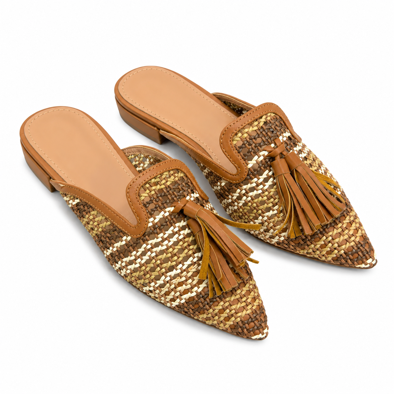 Sabot Donna Intrecciato con Nappine Decorativa