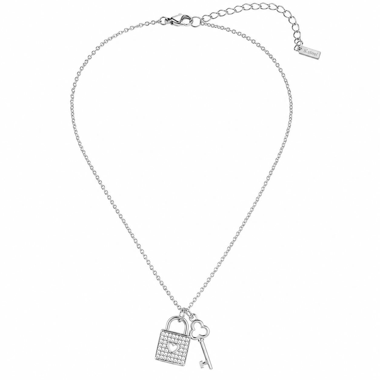 Collana Lucchetto & Chiave con Zirconi
