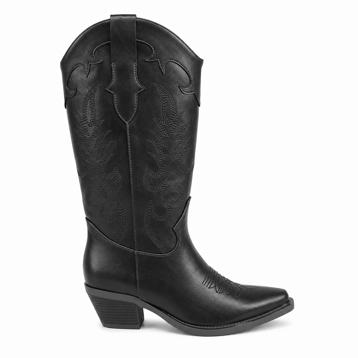 Stivale Camperos con Ricami Western – Nero e Marrone