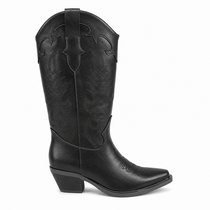 Stivale Camperos con Ricami Western – Nero e Marrone