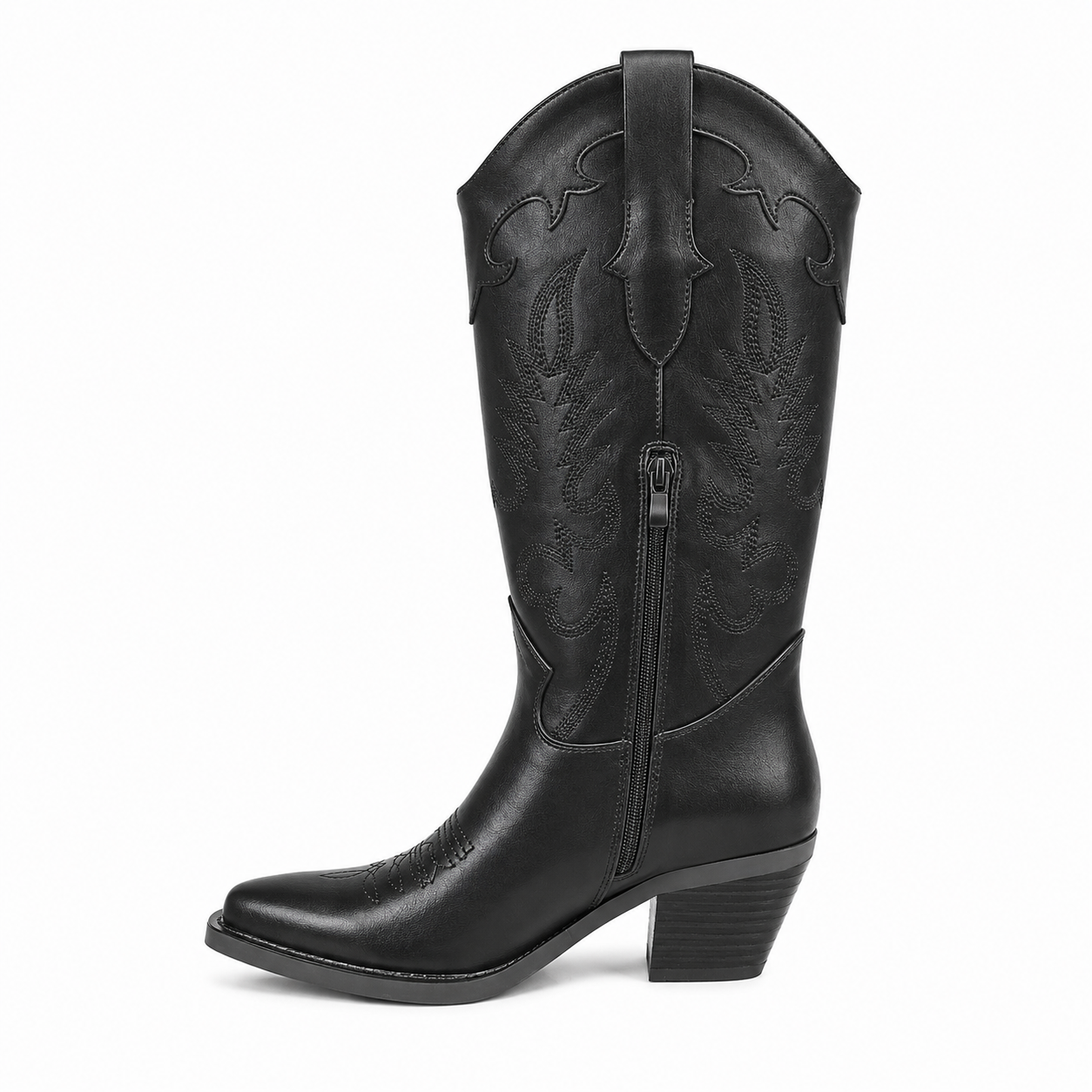 Stivale Camperos con Ricami Western – Nero e Marrone