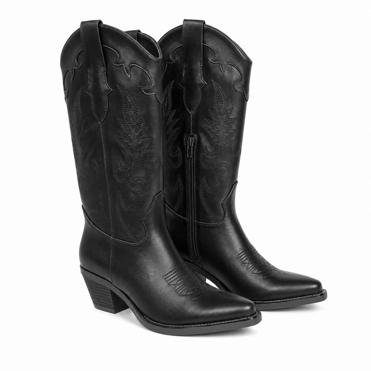 Stivale Camperos con Ricami Western – Nero e Marrone