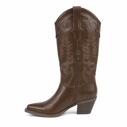 Stivale Camperos con Ricami Western – Nero e Marrone