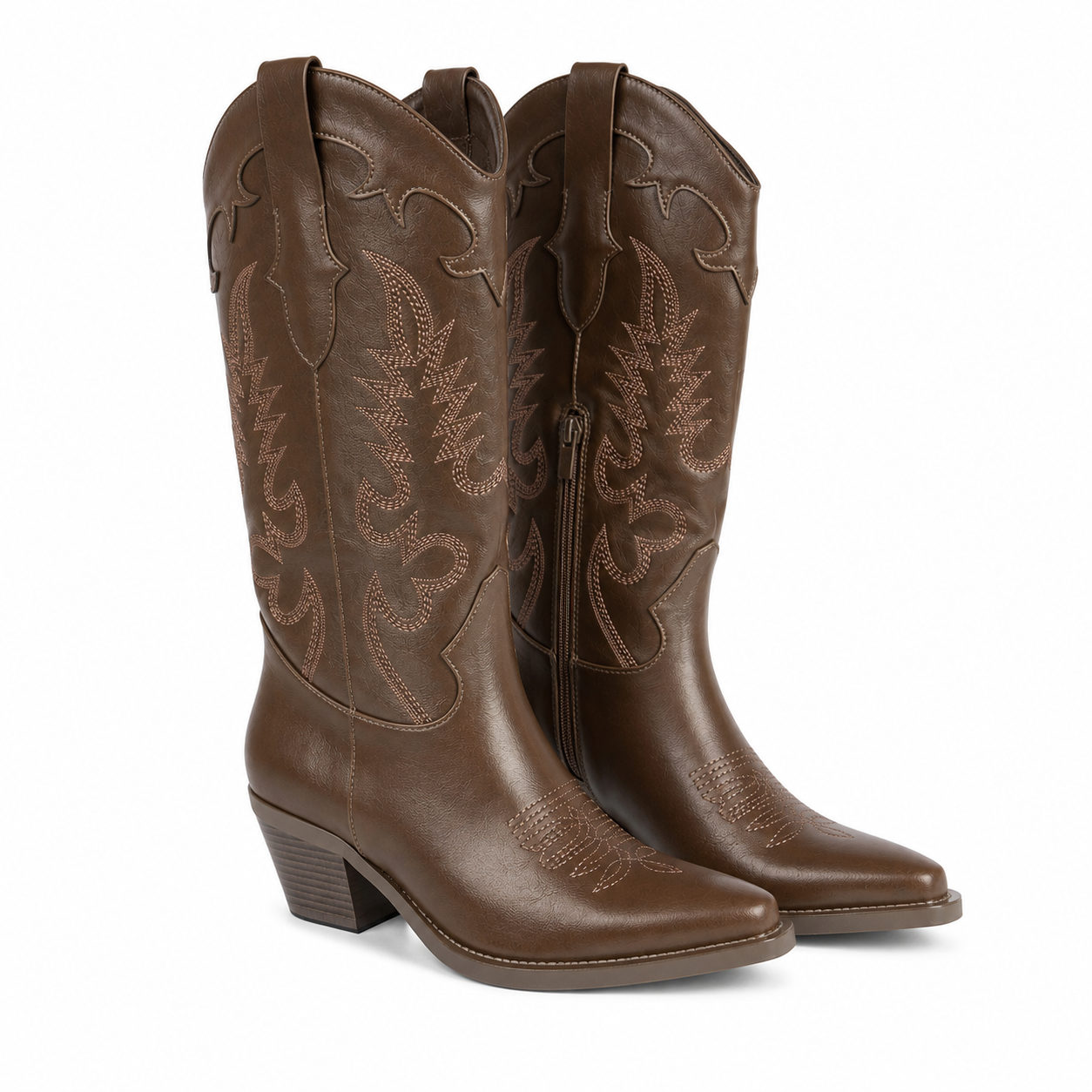 Stivale Camperos con Ricami Western – Nero e Marrone