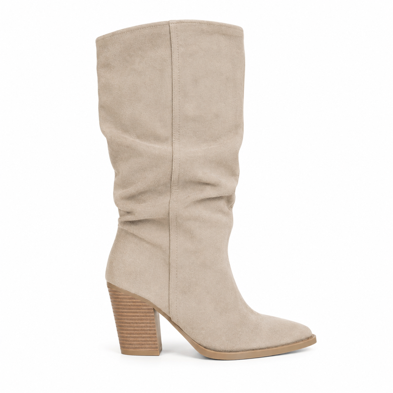 Stivale Alto Scamosciato con Tacco – Khaki e Marrone