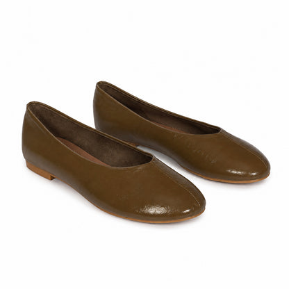 Ballerina Donna Vernice Morbida – Beige e Verde Oliva
