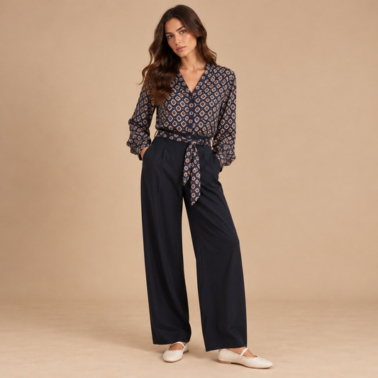 Camicia fantasia geometrica con cintura