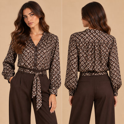 Camicia fantasia geometrica con cintura