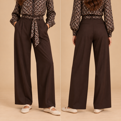 Pantalone wide leg con cintura fantasia