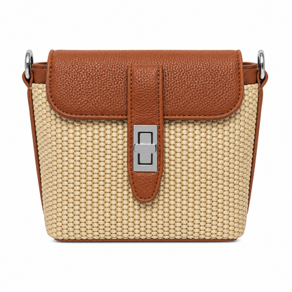 Borsa Tracolla Effetto Rafia con Chiusura Gioiello – Azzurro, Camel, Rosso e Rosa