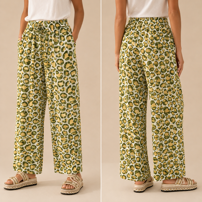 Pantalone Palazzo Animalier Verde