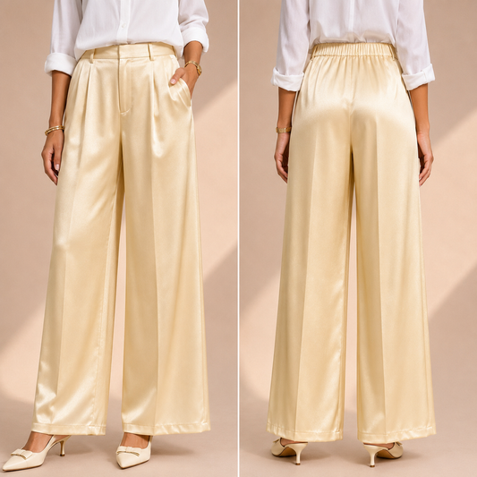 Pantalone Donna Palazzo Effetto Satin – vista 3