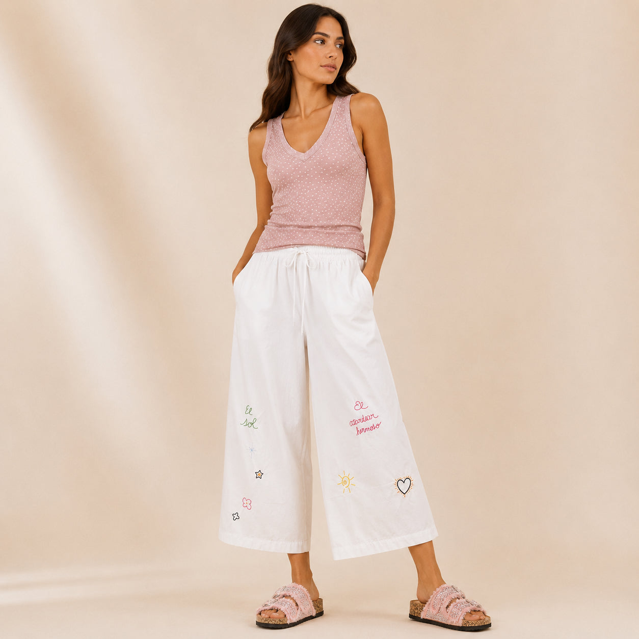 Pantalone Palazzo Donna Ricamato “Sol Playa”