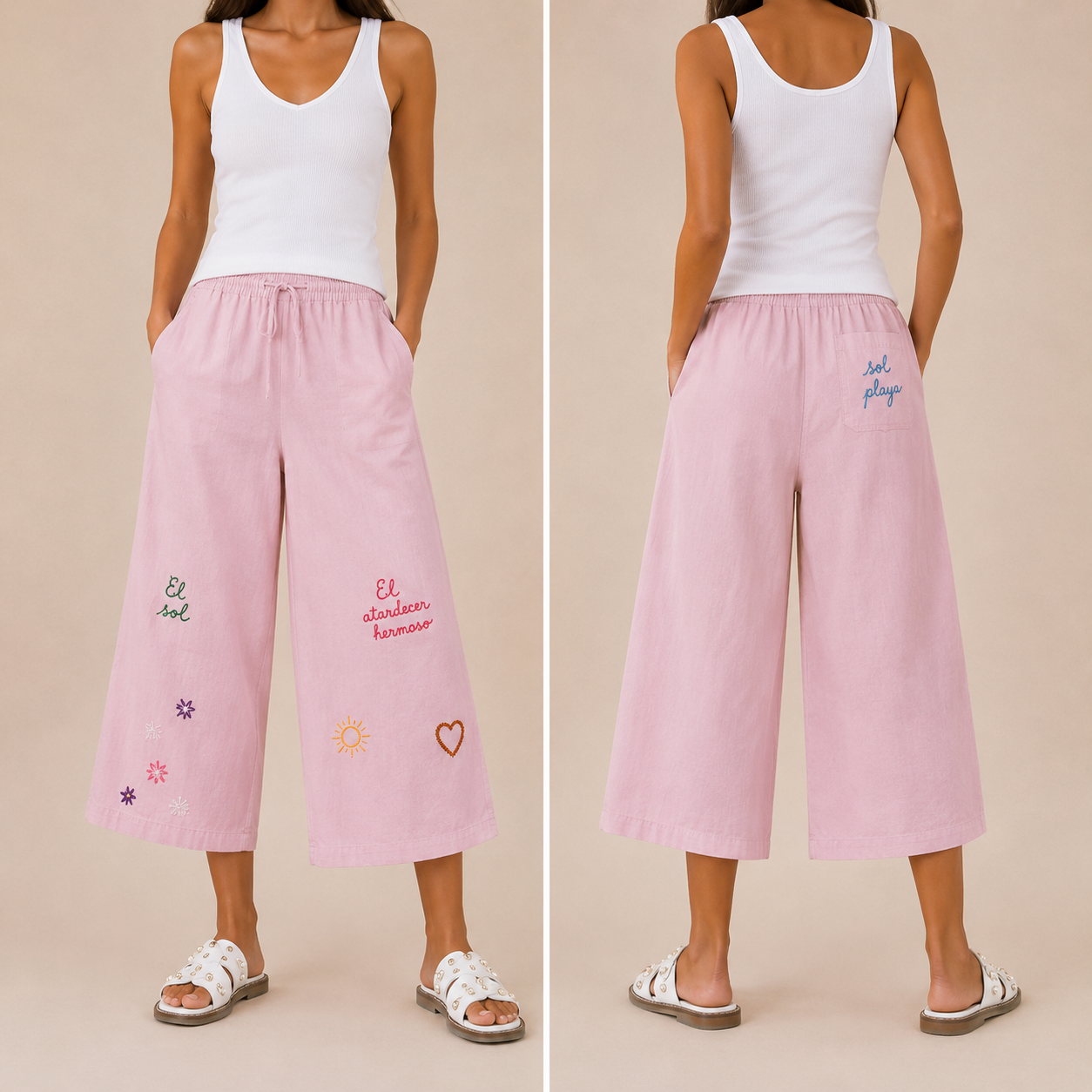 Pantalone Palazzo Donna Ricamato “Sol Playa”