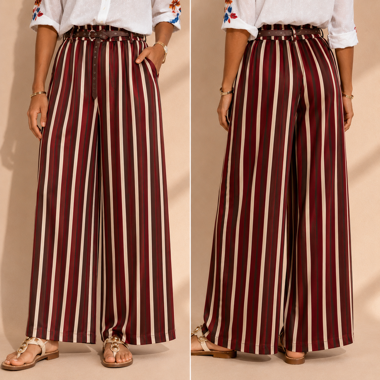 Pantalone Donna Palazzo a Righe in Viscosa