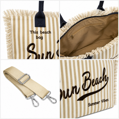 Borsa Mare Sun Beach a Righe con Frange – Maxi Shopper Estate