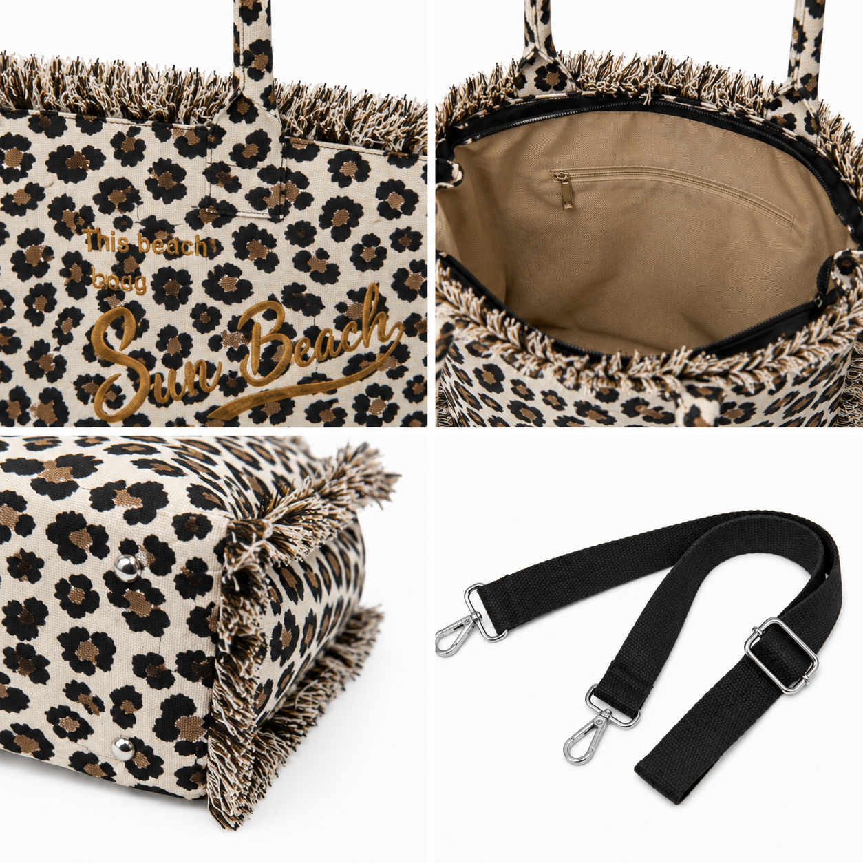 Borsa Mare Leopardata Sun Beach con Tracolla – Maxi Shopper Estate