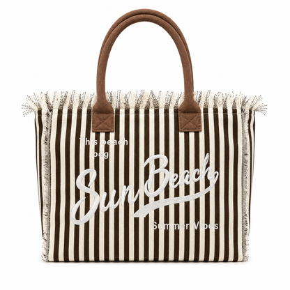 Borsa Mare Sun Beach a Righe con Frange – Maxi Shopper Estate