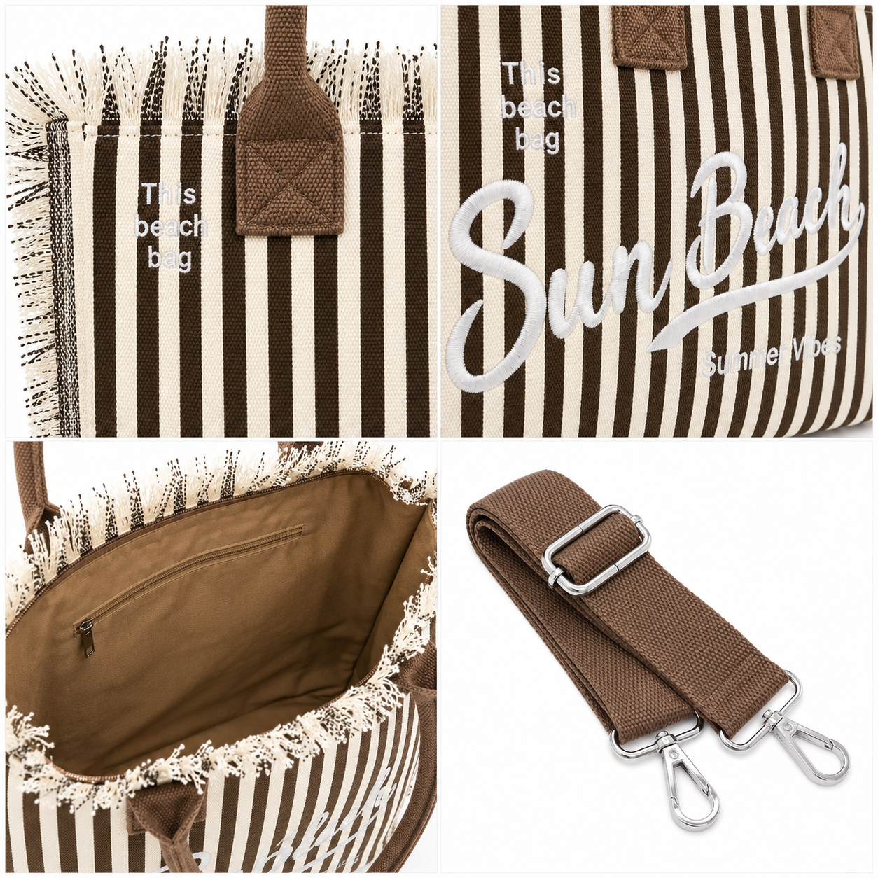 Borsa Mare Sun Beach a Righe con Frange – Maxi Shopper Estate