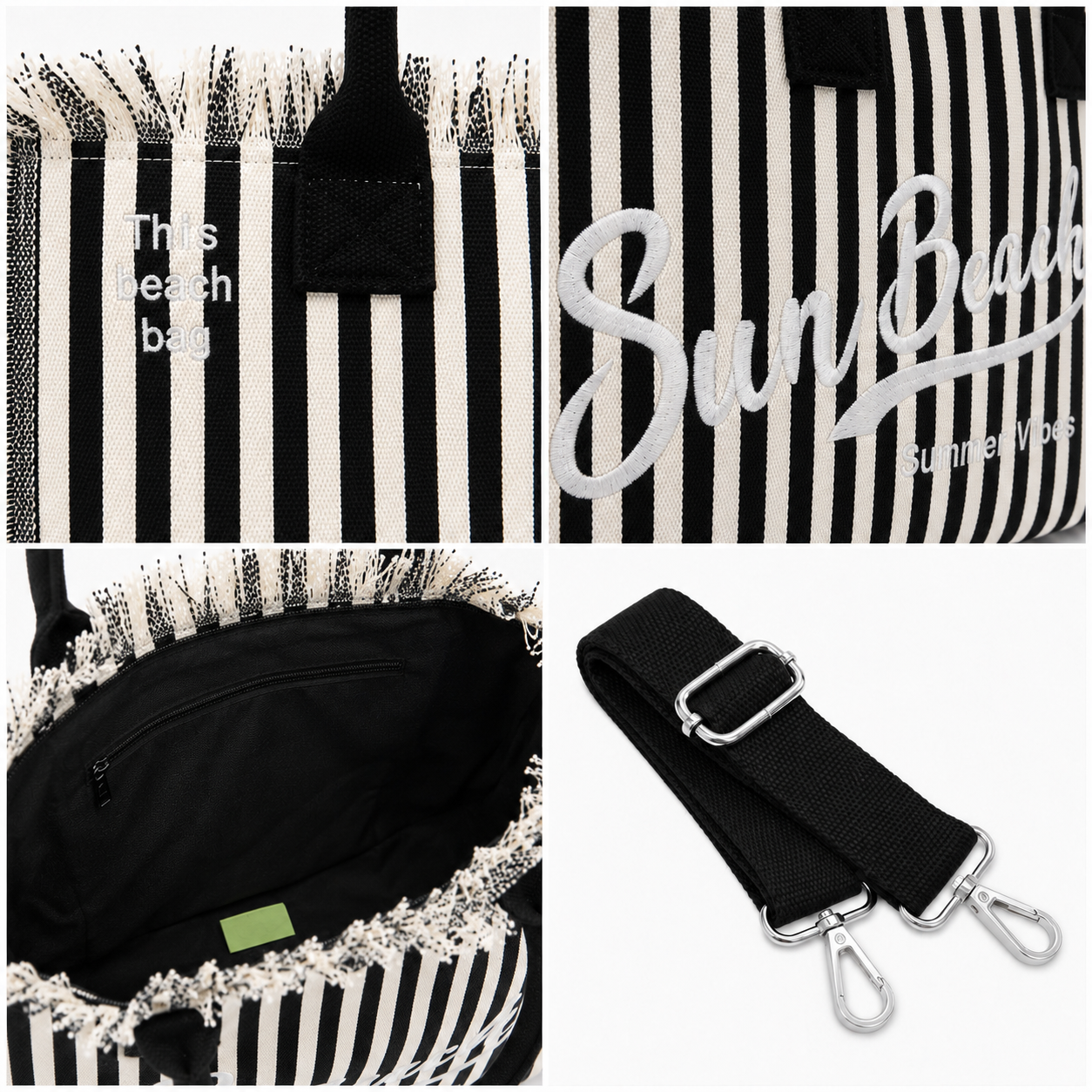 Borsa Mare Sun Beach a Righe con Frange – Maxi Shopper Estate