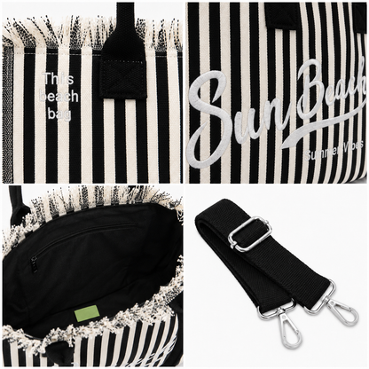 Borsa Mare Sun Beach a Righe con Frange – Maxi Shopper Estate