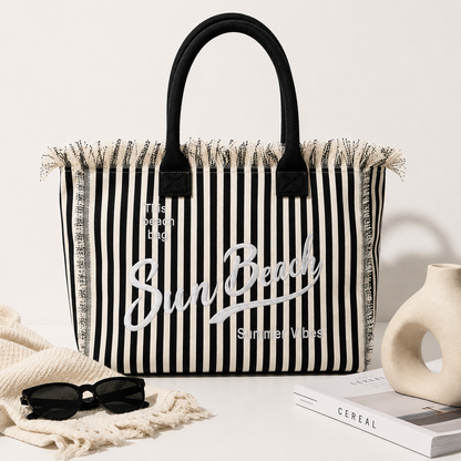 Borsa Mare Sun Beach a Righe con Frange – Maxi Shopper Estate