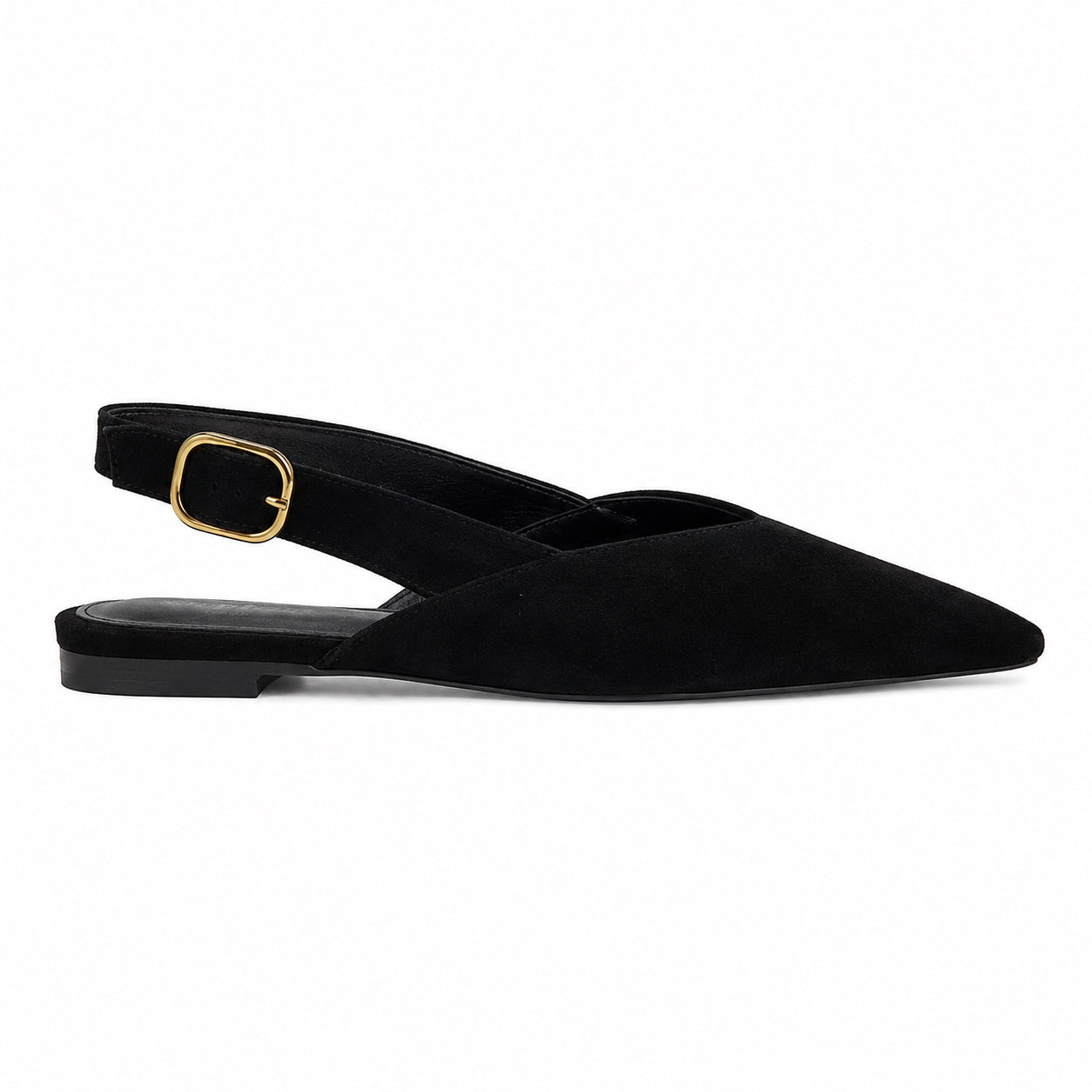 Eleganter Damenschuh mit spitzer Zehenpartie und offener Ferse – Schwarz und Dunkelbraun