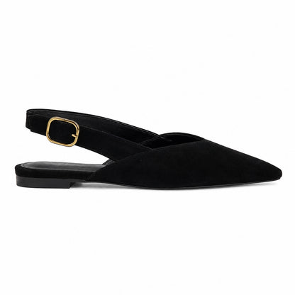 Eleganter Damenschuh mit spitzer Zehenpartie und offener Ferse – Schwarz und Dunkelbraun
