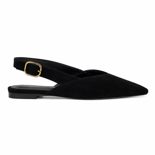 Scarpa Donna Elegante a Punta con Tallone Aperto – Nero e Testa di Moro