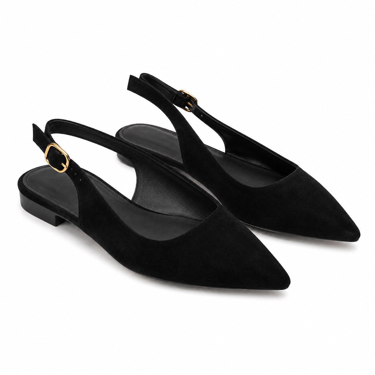 Eleganter Damenschuh mit spitzer Zehenpartie und offener Ferse – Schwarz und Dunkelbraun