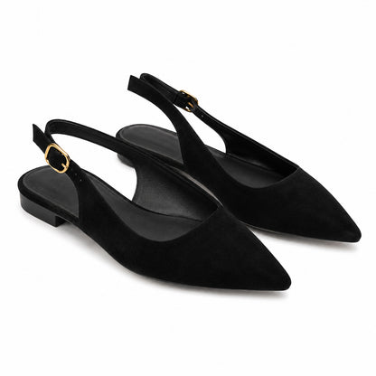 Eleganter Damenschuh mit spitzer Zehenpartie und offener Ferse – Schwarz und Dunkelbraun
