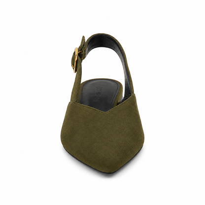 Scarpa Donna Elegante a Punta con Tallone Aperto – Nero e Testa di Moro