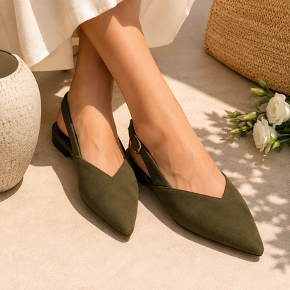 Scarpa Donna Elegante a Punta con Tallone Aperto – Nero e Testa di Moro