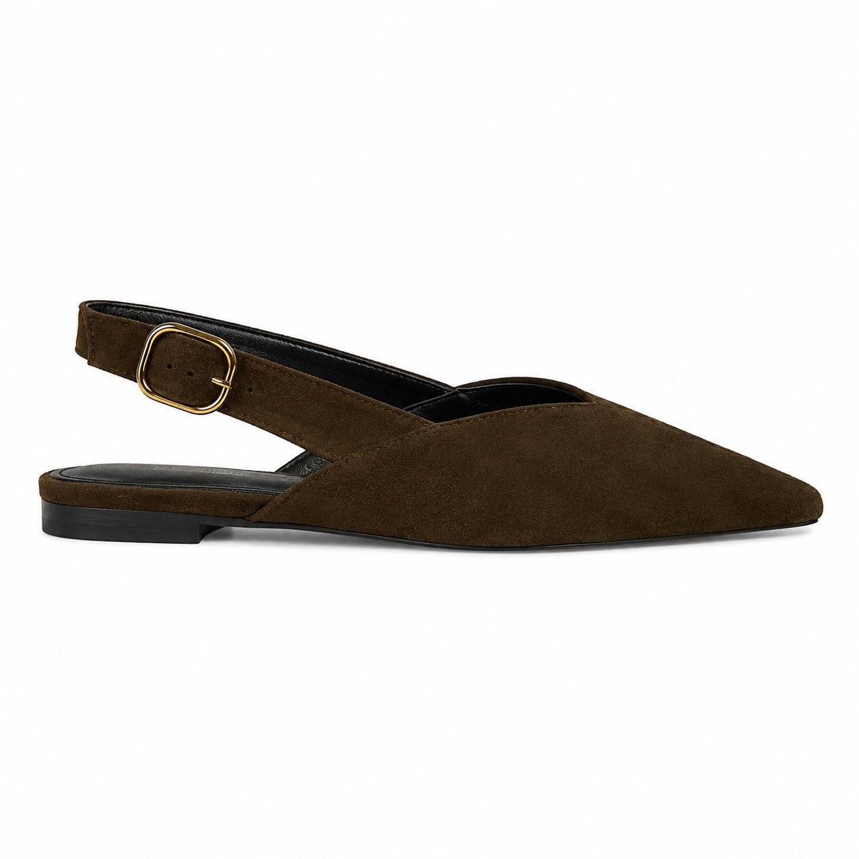 Eleganter Damenschuh mit spitzer Zehenpartie und offener Ferse – Schwarz und Dunkelbraun