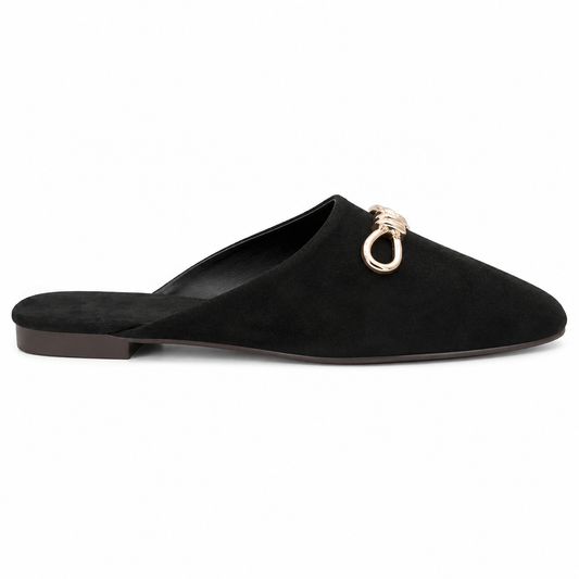 Sabot in Camoscio con Accessorio Gold