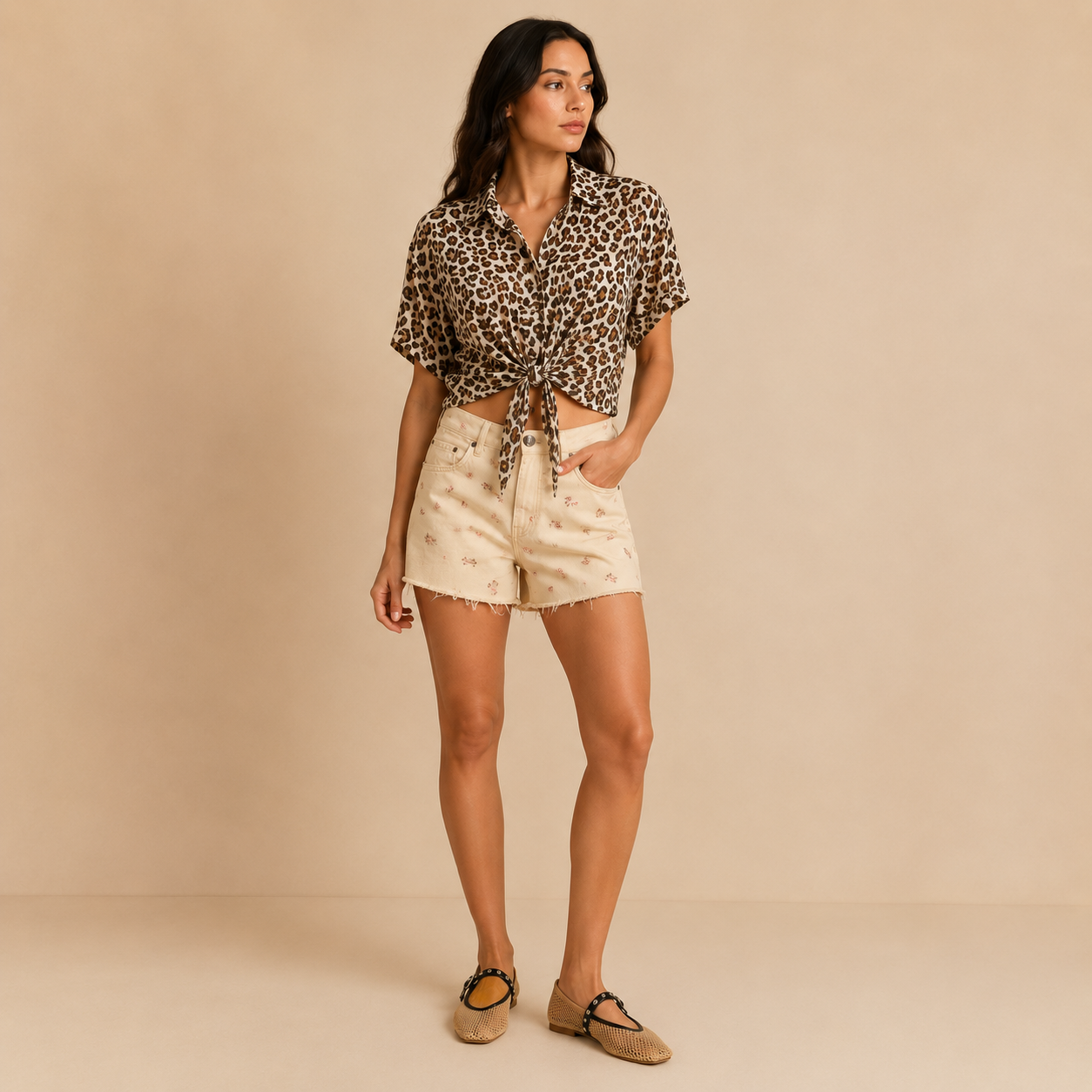 Camicia Donna Leopardata con Nodo