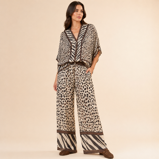 Pantalone Palazzo Donna Fantasia Animalier