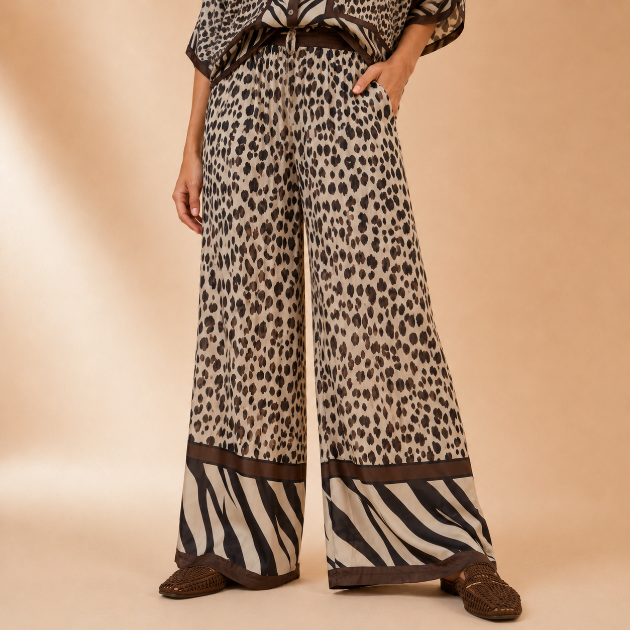 Pantalone Palazzo Donna Fantasia Animalier