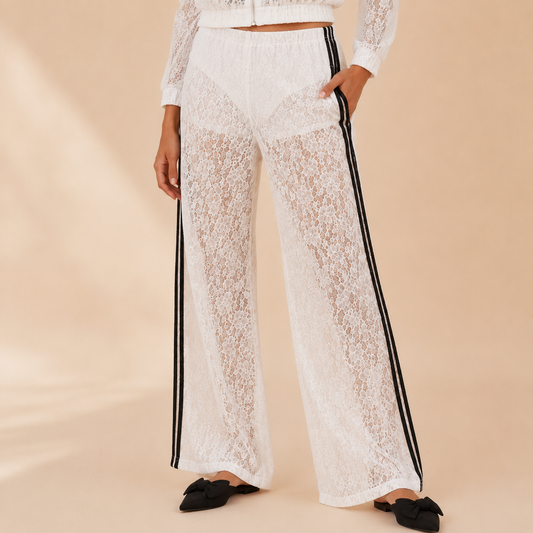 Pantalone Palazzo Traforato con Bande Laterali – vista 3